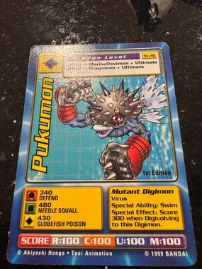 Pukkunon Mutant Digimon Trading Card - Blue & Red